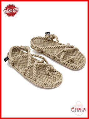 Handmade Rope Sandals Crisscross Strappy Toe Loop Unisex Beach Travel